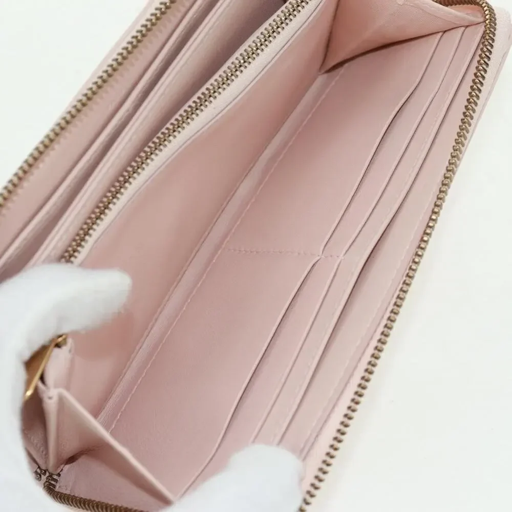 Dior Cannage Lambskin Studs Long Wallet Pink
